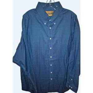 Gold Label Roundtree & Yorke Non-Iron Blue Gingham Long Sleeve Button-Down Shirt